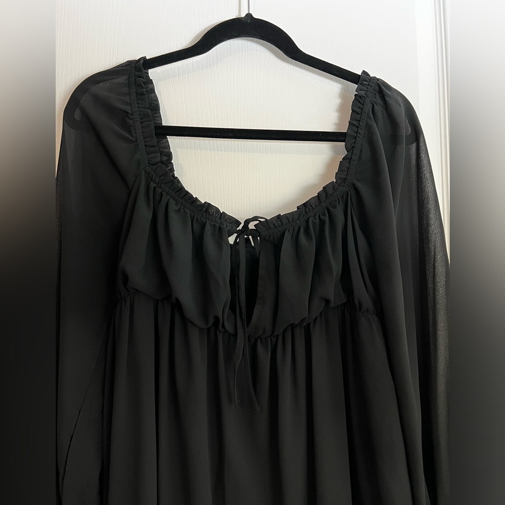 Blue Blush Off-Shoulder Empire-waist Peasant Dress 🖤